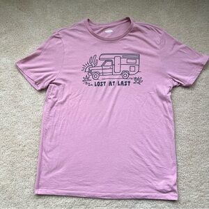 Old Navy Pink “Lost at Last” Camper Soft Washed T Shirt - Unisex Size L - GUC